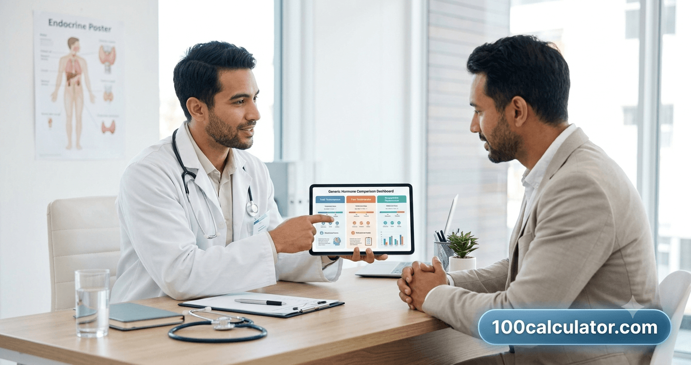 Doctor reviewing total, free, and bioavailable testosterone results with a patient