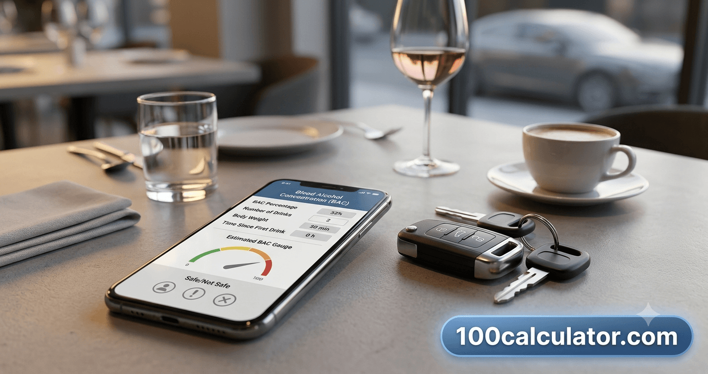 Car keys resting next to a smartphone showing a blood alcohol concentration calculator, representing the choice to check your BAC before driving