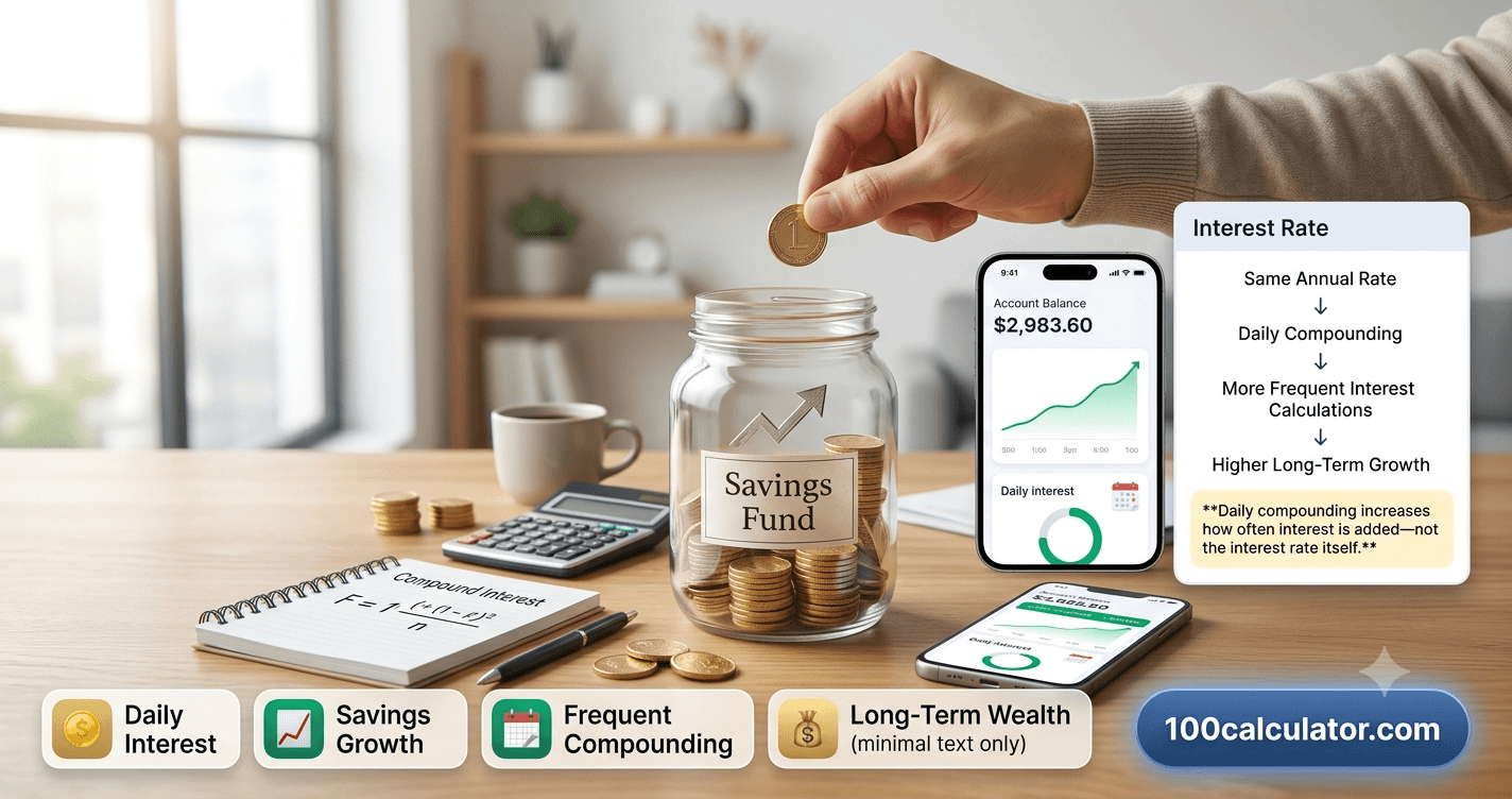 Coins building up in a glass savings jar next to a phone showing a savings account balance trending upward